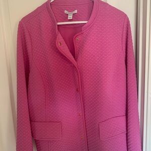 Isaac Mizrahi Pink Quilted Women's Blazer With Snap Closures Two Pockets Size 1X